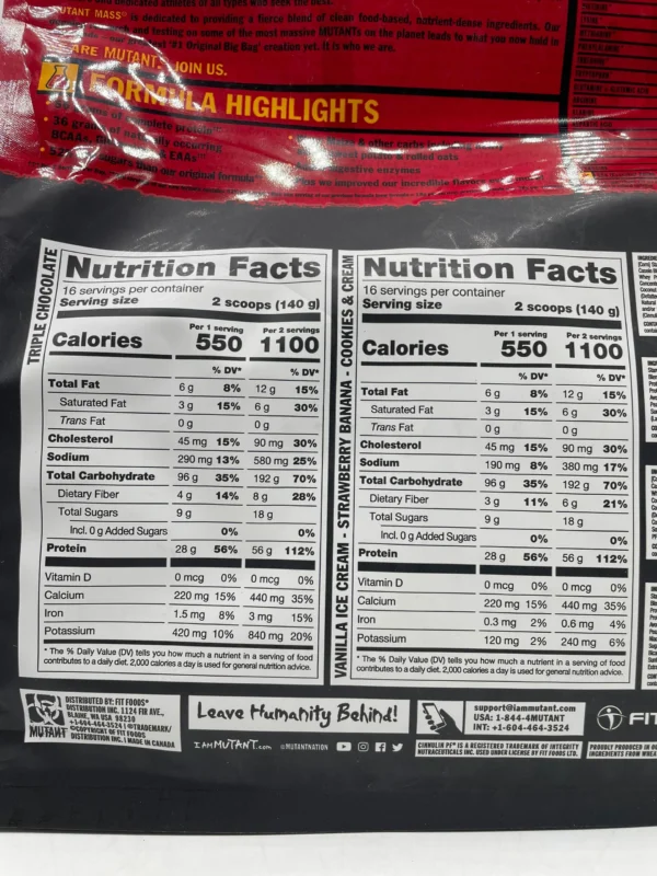 MASS 5 LBS - Muscle Mass Gainer - MUTANT